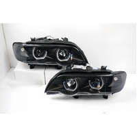 3D LED Dual Halo Black Projector Head Light Fit For BMW X5 E53 1999-2003