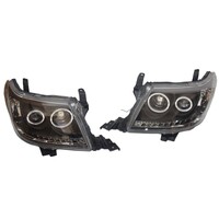 Smoke LED Headlights DRL HALO Projector Angel Eyes Fits For Toyota Hilux VIGO 2011-2015 Pair