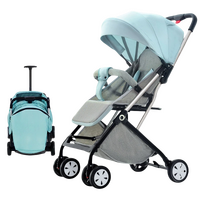 Light Blue Lightweight Compact Baby Stroller Pram Easy Fold Travel Easy Carry