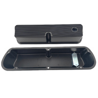 Black Ribbed Aluminum Valve Covers Tall With Hole Fit For Ford SB Windsor 289 302 351