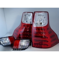 Clear Red LED Tail Light Fit For Toyota Land-Cruiser Prado 2009-2013 / Free Fog Lights