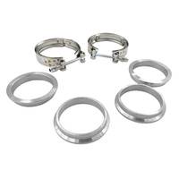 Pair 2.5" Inch V-Band Clamps Flange Kit 304 Stainless Steel Exhaust Pipe