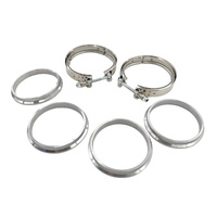 Pair 3.5" Inch V-Band Clamps Flange Kit 304 Stainless Steel Exhaust Pipe